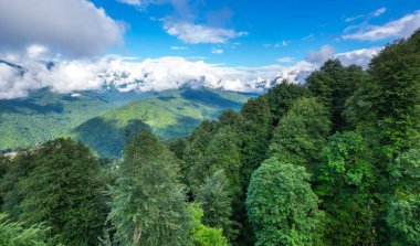 Kızıl Orman, Krasnodar Krai, Rusya 'daki Kafkas dağlarının manzarası
