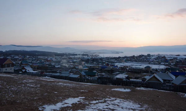 Village Khuzhir Winter Olkhon Island Lake Baikal Siberia Russia — Stock Photo, Image