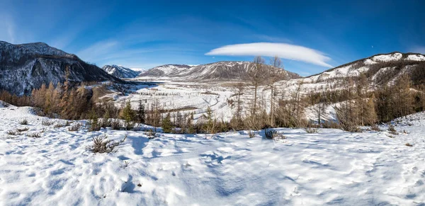 Vedere Munților Altay Timpul Iernii Siberia Rusia — Fotografie, imagine de stoc