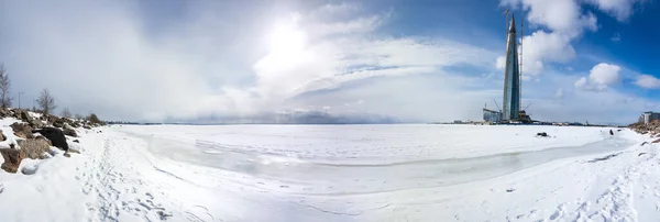 Vista Panorâmica Centro Lakhta Golfo Finlandês São Petersburgo Rússia — Fotografia de Stock