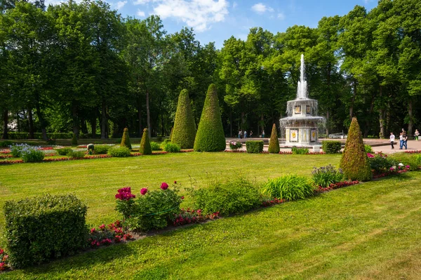 Saint Petersburg Russia June 2018 Roman Fountain Garden Lower Park — 图库照片