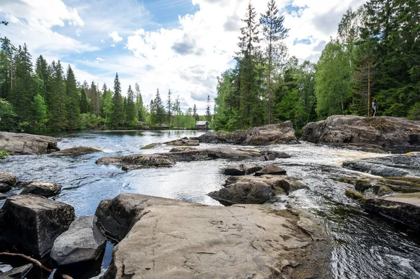 Vista Cascada Ahvenkoski República Karelia Rusia —  Fotos de Stock