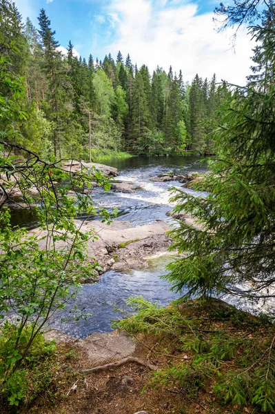 Vista Cascada Ahvenkoski República Karelia Rusia — Foto de Stock