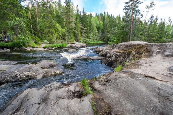 Widok Wodospad Ahvenkoski Republice Karelii Rosja — Zdjęcie stockowe