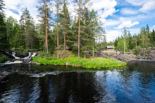 Veduta Della Cascata Ahvenkoski Nella Repubblica Carelia Russia — Foto Stock