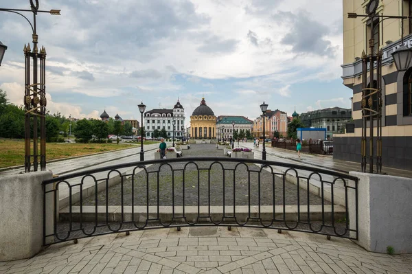 Kazan Ryssland Juli 2018 Utsikt Över Gatan Den Historiska Stadskärnan — Stockfoto