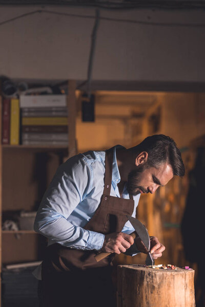 Working young man in studio