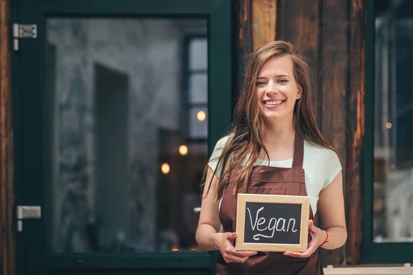 Smiling Woman Plate Kitchen — Stock Photo, Image