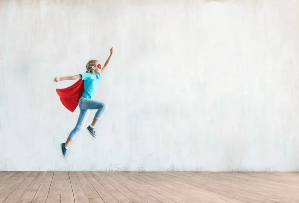 Jumping Little Girl Studio — Stock Photo, Image