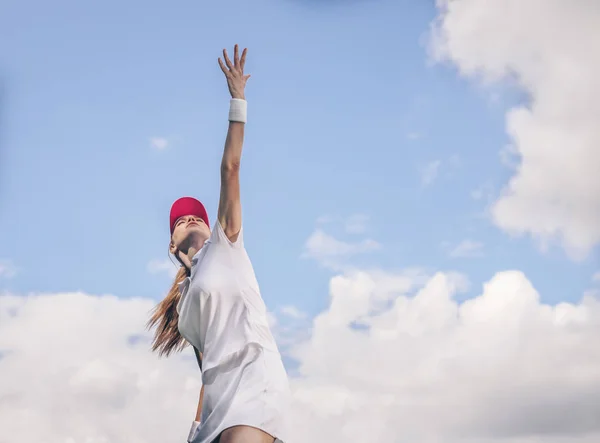 Jeune Fille Vêtements Sport Jouant Tennis Plein Air — Photo