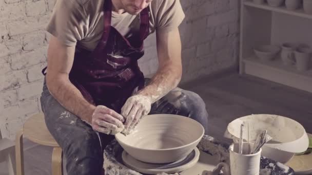 Giovane Maestro Ceramica — Video Stock