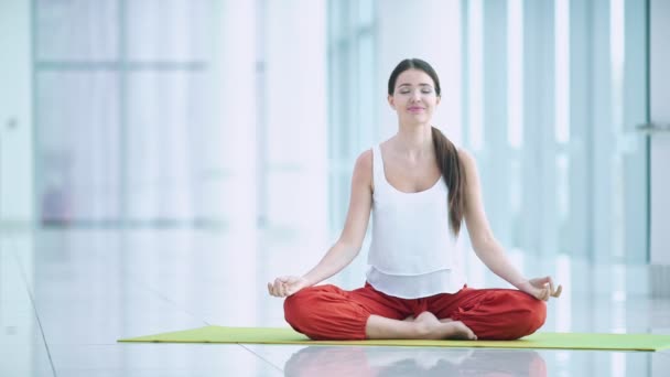 Aantrekkelijke Vrouw Praktizerende Yoga — Stockvideo