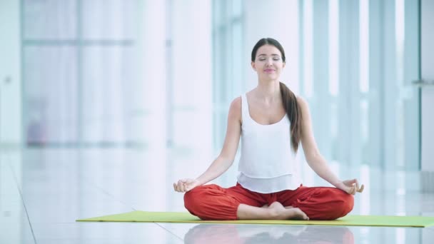 Attractive Woman Practicing Yoga — Stock Video