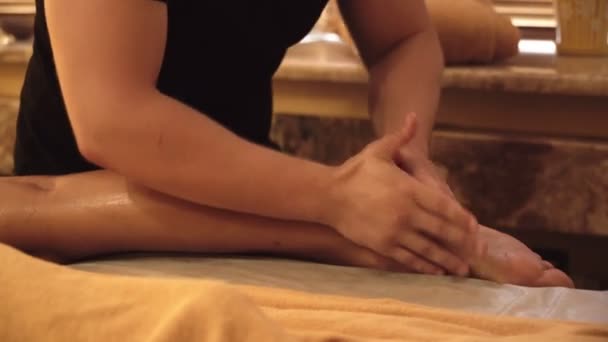 Massage Legs Young Girl — Stock Video