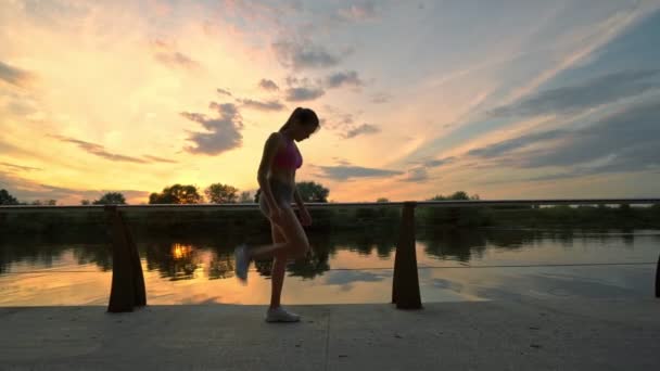 Correr Mujer Joven Aire Libre — Vídeo de stock