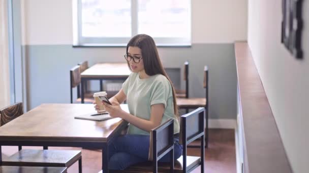 Aantrekkelijke Vrouw Aan Telefoon — Stockvideo