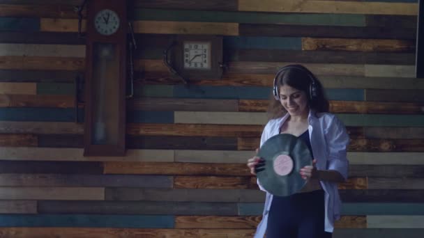 Happy Dancing Woman Indoors — Stock Video