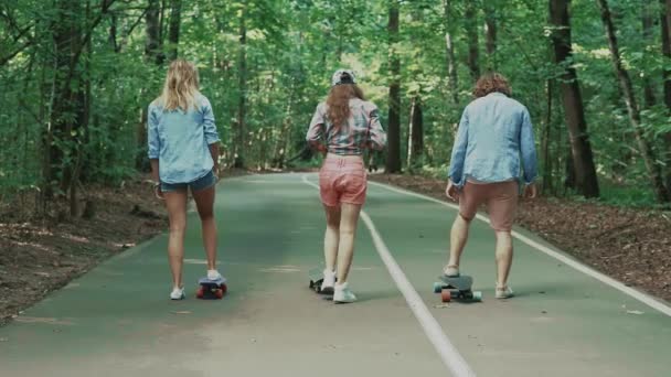 Jóvenes Amigos Patinando Aire Libre — Vídeo de stock