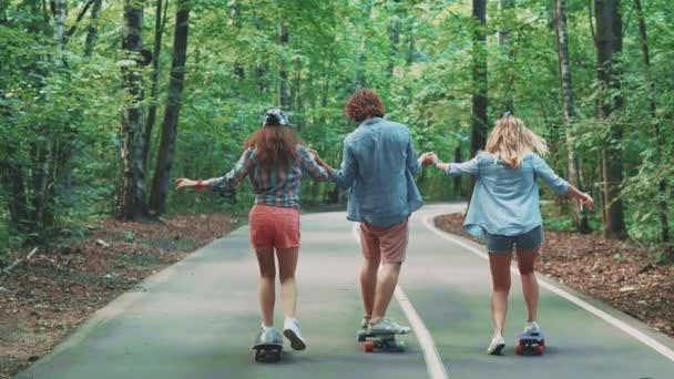 Adolescentes Patinando Parque — Vídeo de stock