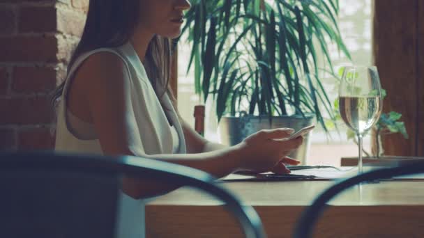 Menina Atraente Com Telefone — Vídeo de Stock