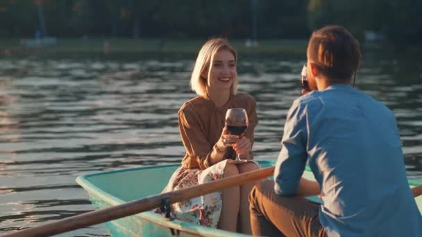 Happy Couple Boat — Stock Video