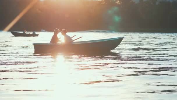 Young Couple Boat — Stock Video