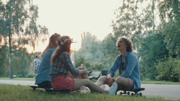 Parktaki Mutlu Gençler — Stok video
