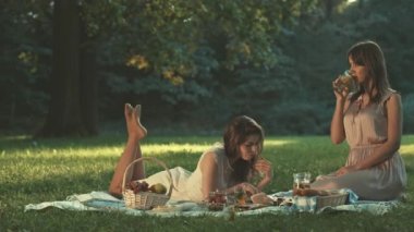 Bir piknik genç çekici kızlar