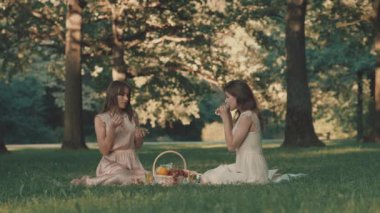 Bir piknik genç çekici kızlar