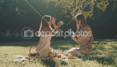 Genç güzel kız piknikte