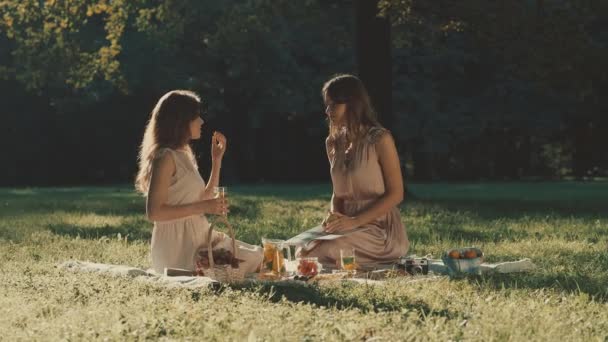 Sonriendo Chicas Jóvenes Aire Libre — Vídeos de Stock