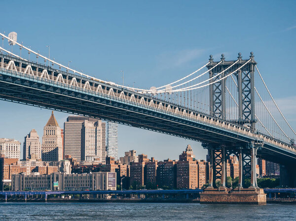 Manhattan Bridge in New York in the summer
