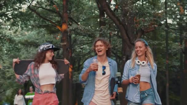 Lächelnde Freunde Sommerpark — Stockvideo