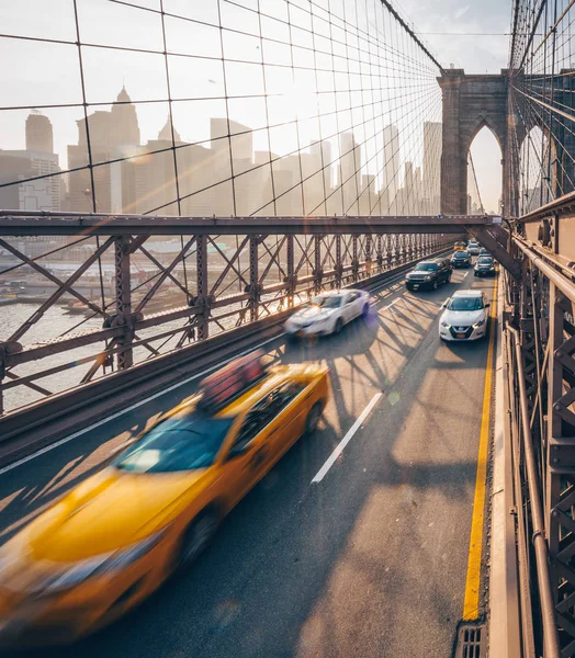 Traffico Stradale Brooklyn Bridge New York — Foto Stock