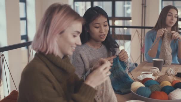 Knitting Lesson — Stock Video