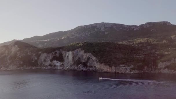 Navio Mar Perto Ilha Corfu — Vídeo de Stock