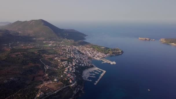 Costa Greca Pilos Dal Drone — Video Stock