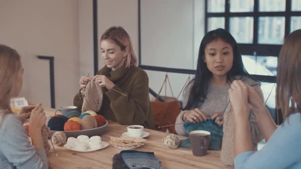 Jovens Meninas Atraentes Oficina — Vídeo de Stock