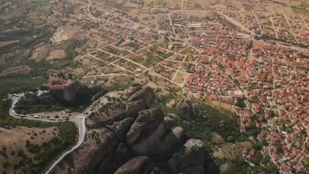 Quadrocopter Görünümünden Yunan Şehir — Stok video