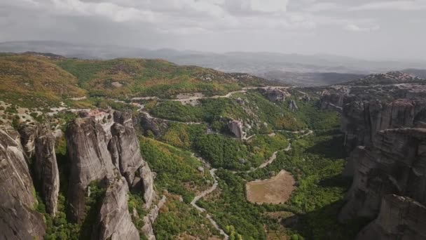 Greek Landscape View Quadrocopter — Stock Video