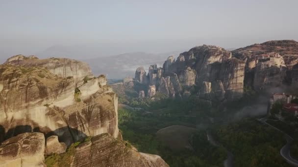 Famosa Meteora Greca Vista Dall Alto — Video Stock