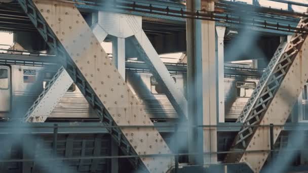 Die Bahn Fährt Über Die Brücke — Stockvideo