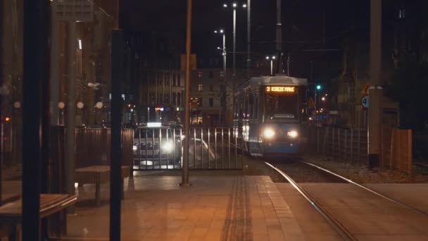 Голубой Трамвай Польше — стоковое видео