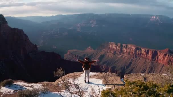 Fiatal lány a Grand Canyon nemzeti parkban — Stock videók