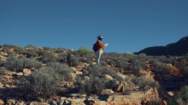 Young girl in the desert — Stock Video