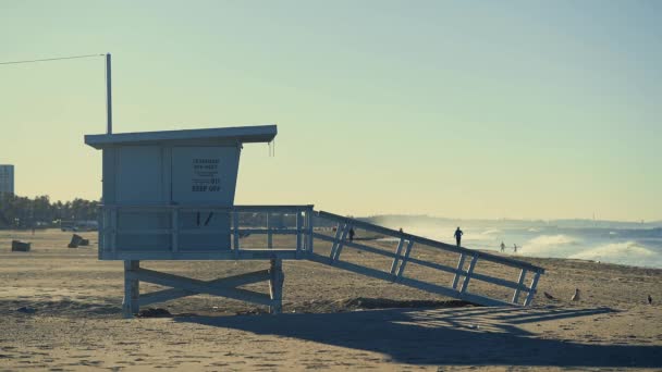 Capanna Bagnino Sulla Spiaggia Santa Monica California — Video Stock