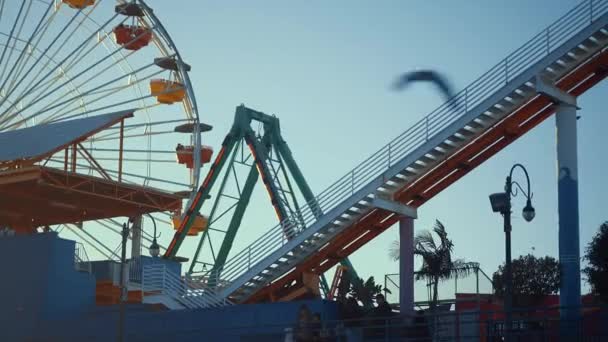 Riesenrad Los Angeles Einem Sonnigen Morgen — Stockvideo