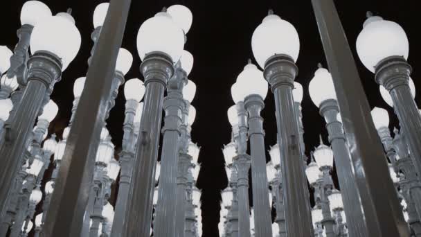 Installazione Lampade Los Angeles Notte — Video Stock