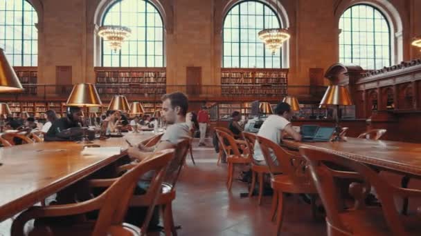 Ludzie Bibliotece Narodowej Nowym Jorku — Wideo stockowe