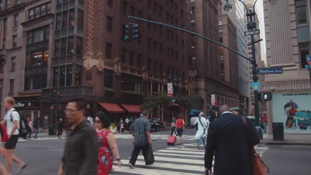 Crowd People Crosswalk New York — Stockvideo